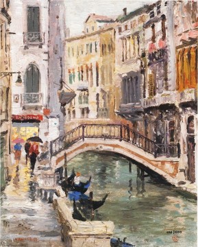 ice floes saine bougival Painting - Venice Canal Thomas Kinkade